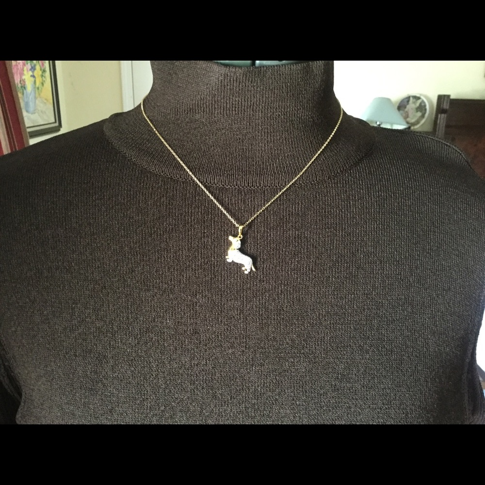 18k/ss diamond accent dog pendant on 18 inch chain